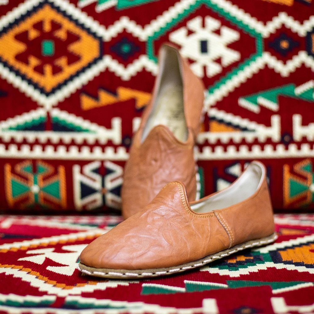 Turkish Leather Handmade Men Yemeni Shoes, Natural